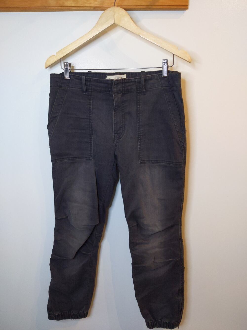NILI LOTAN Gray Military Cropped Cargo Pants Ankle Zip Designer Sz 8 Utility